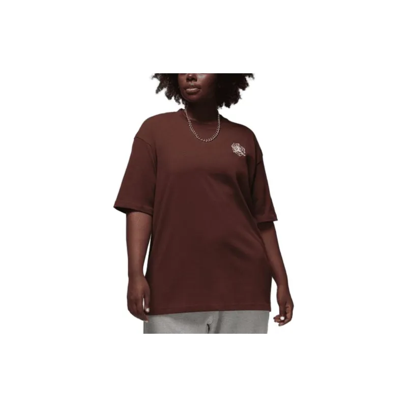 Jordan Set-in Sleeve T-Shirt Women's Coffee Asia Version-2