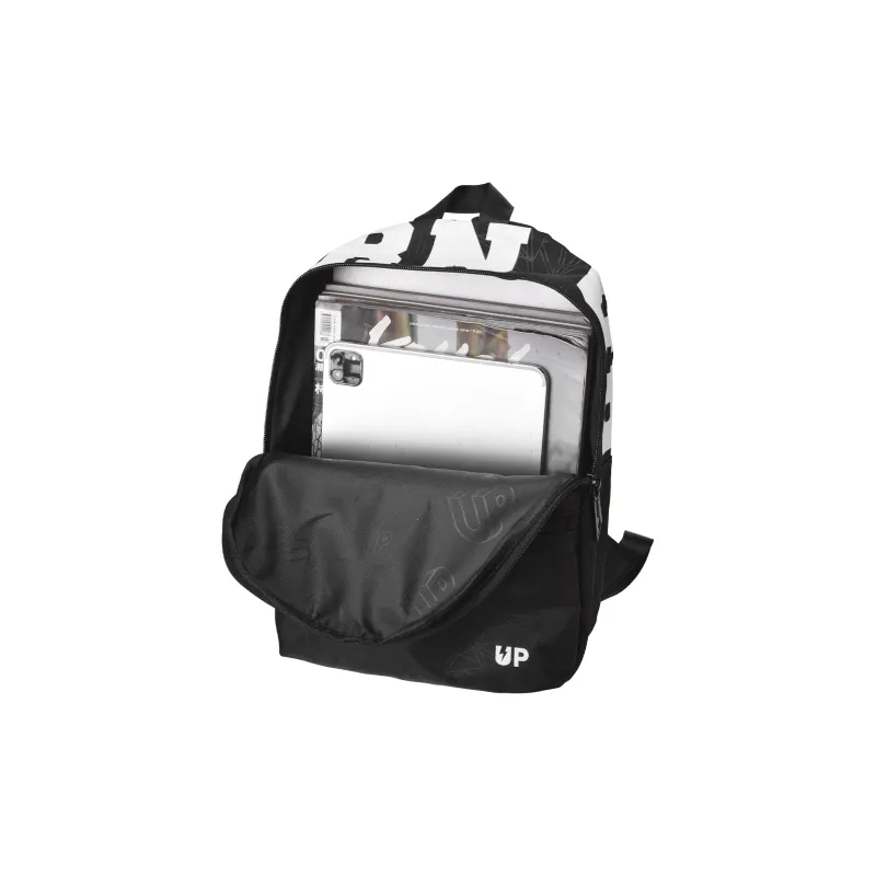 TURN UP Polyester Students Backpack Unisex Black-3