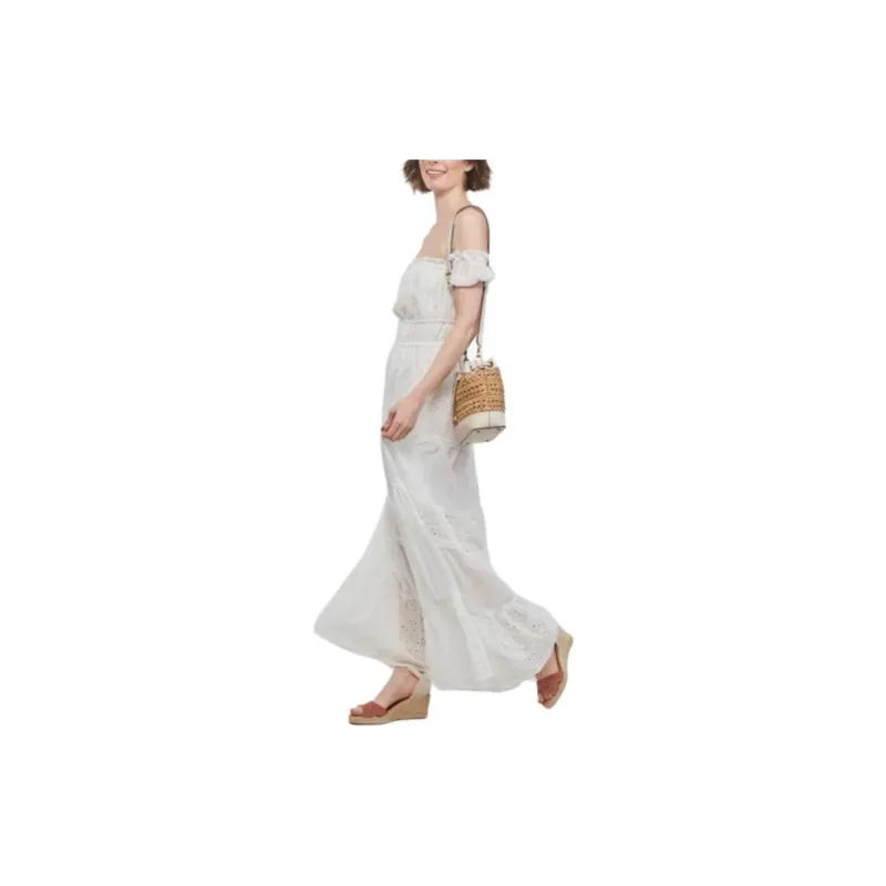 GUESS Short Sleeved Dress Women's White-3