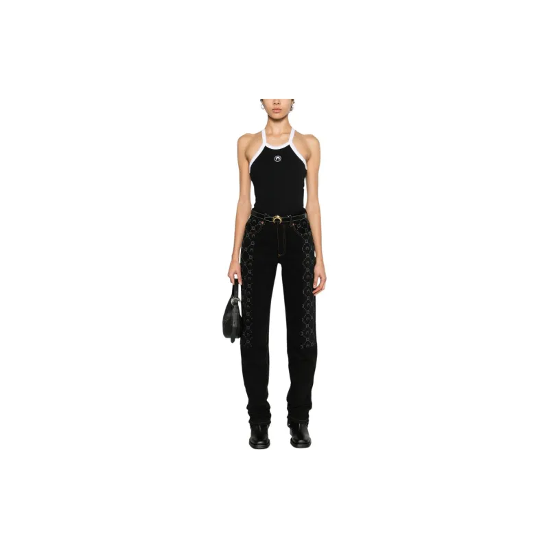 Marine Serre Crescent Moon embroidered Top-3