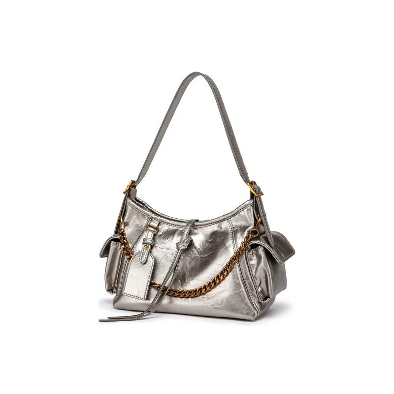 FAIRWHALE PU Shoulder Bag Regular Women's Black/Brown/Khaki/White/Burgundy/Silver-14