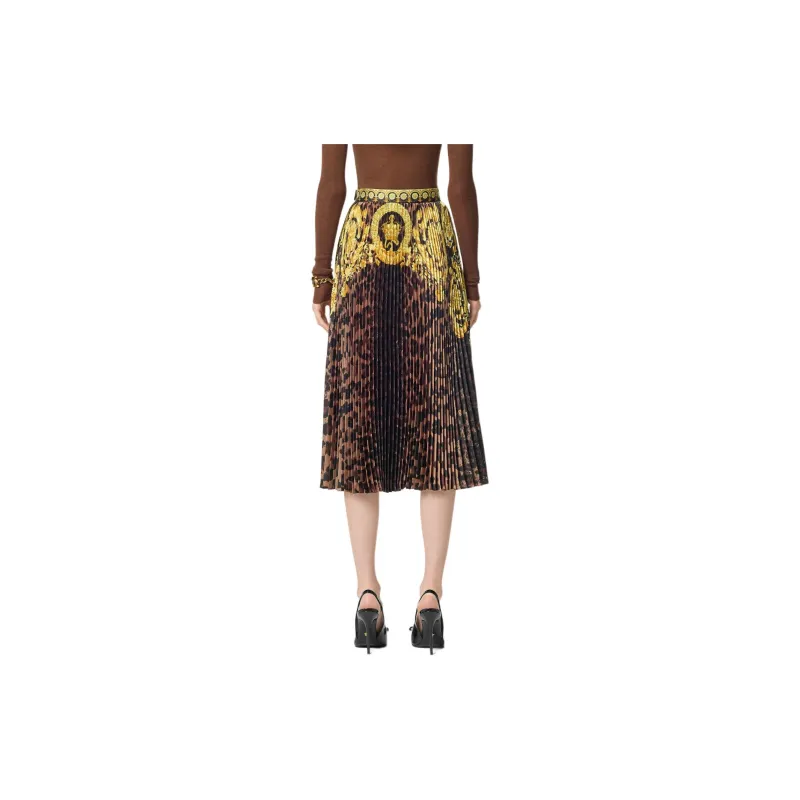 VERSACE Wild Barocco-Printed High-Waist Pleated Mini Skirt-3