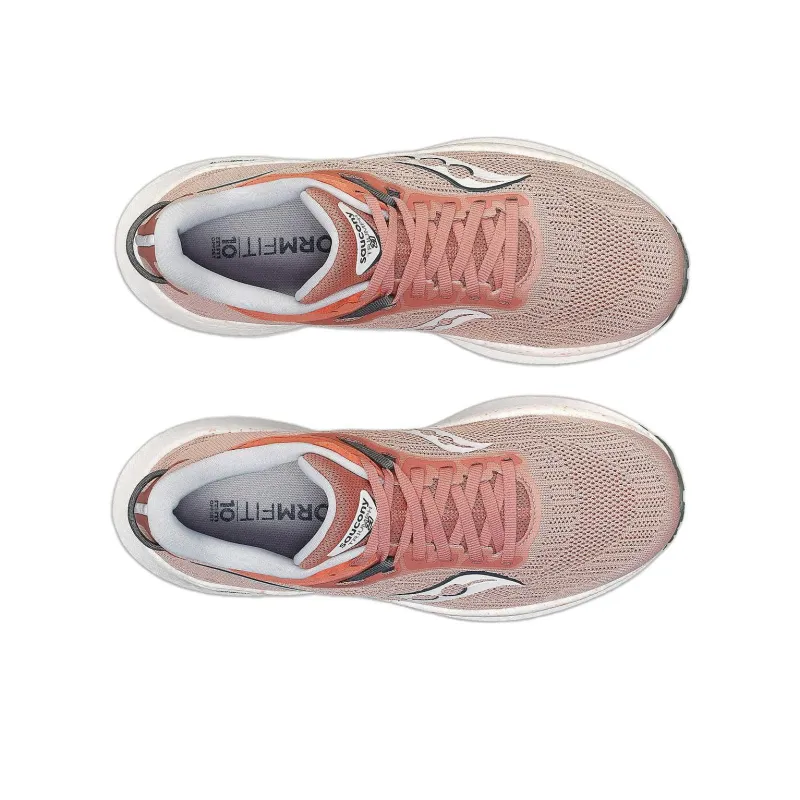 Saucony Triumph 21 Abrasion Resistant Breathable Low Top Running Shoes Women's Pink White-3