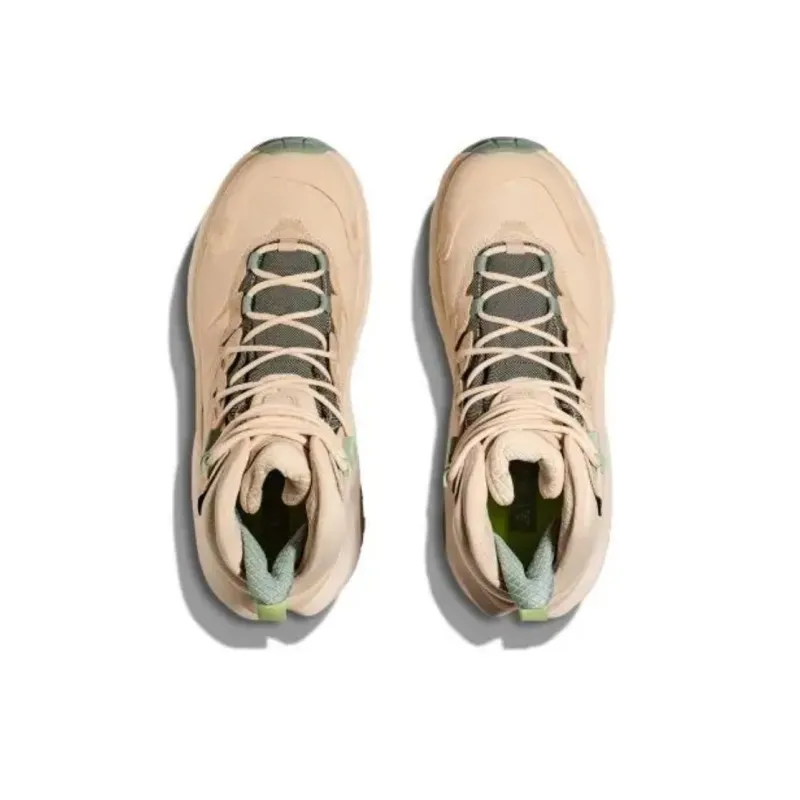 HOKA ONE ONE Kaha 2 Anti Slip Wear Resistant Mid Top Hiking Shoes Women's Oak White-4