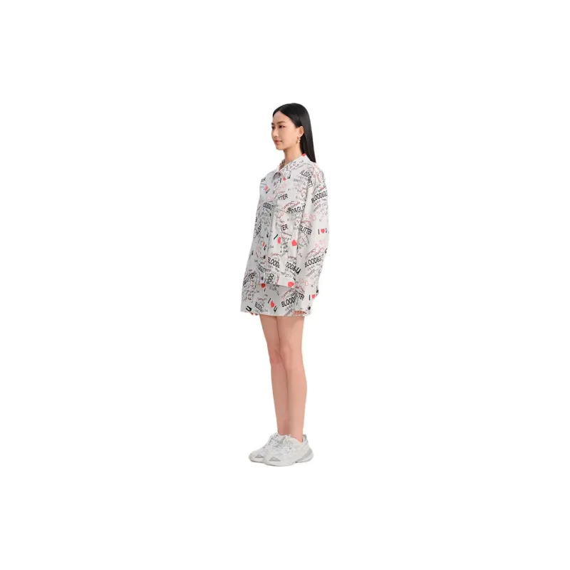 Blood Glitter Denim Jacket Women's White Floral-1