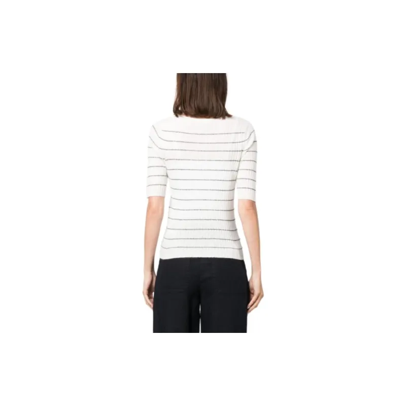 VINCE Boat neck Striped Knitted Top-3