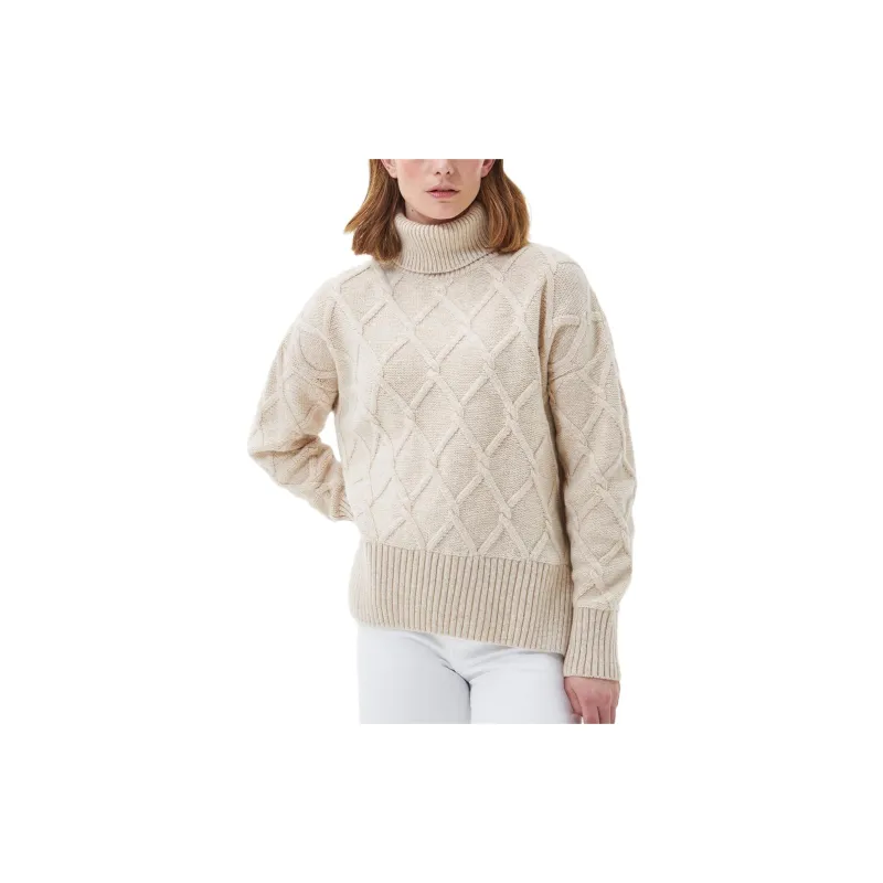 BARBOUR Perch Knitted Jumper Sweater Women's Wheat Flake-3