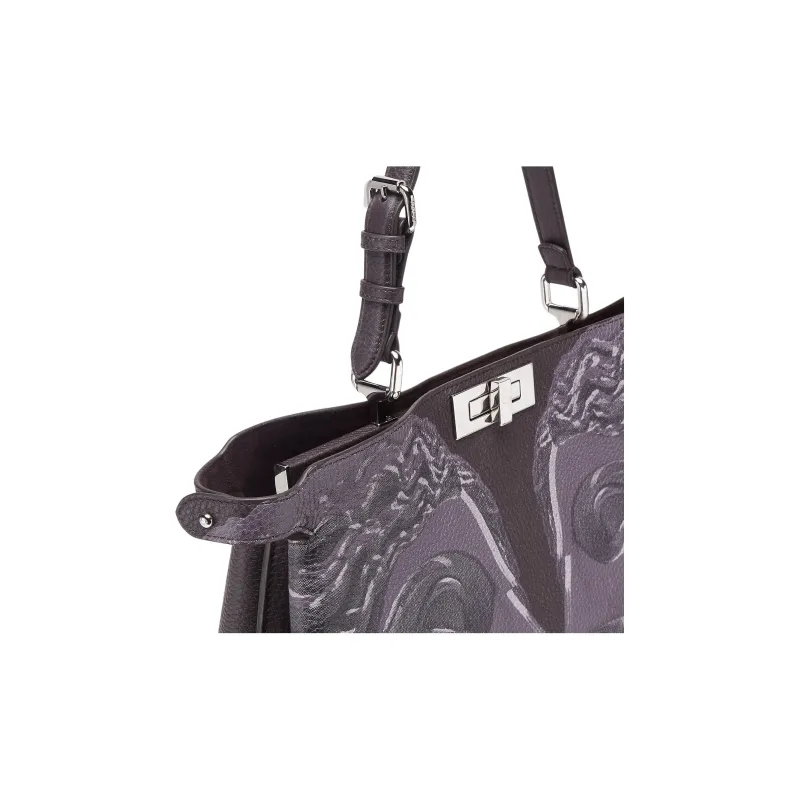 FENDI Peekaboo Calfskin One Shoulder Handbags Large Size Women's Dark Purple-5