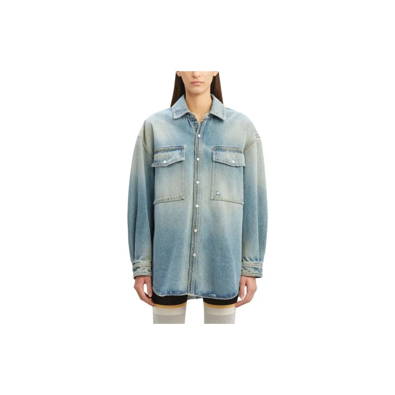PALM ANGELS Embroidered design Denim Shirt-2