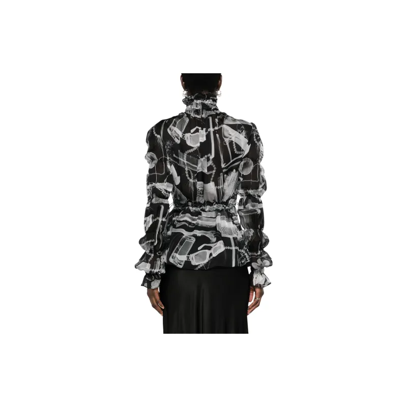 OFF WHITE Xray Silk Blouse-3