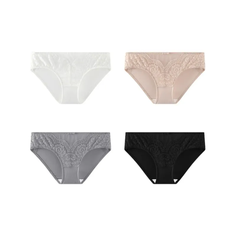 YOUNGYELL 5A Antibacterial 100% Cotton Crotch Low Rise Women's Underpants Women's 4 Pack-5
