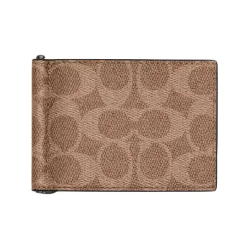 COACH SignatureCanvas Coated Canvas Wallet Mini Women's Tan
