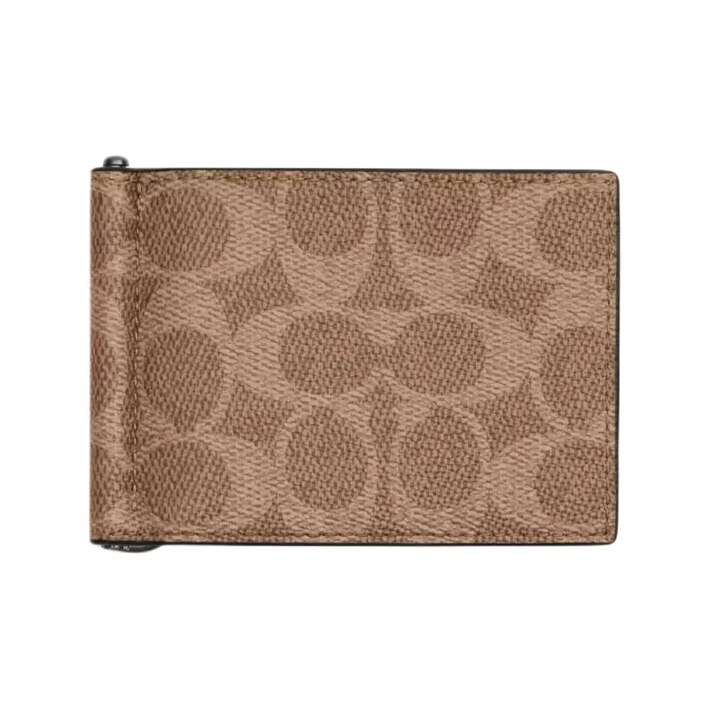 COACH SignatureCanvas Coated Canvas Wallet Mini Women's Tan-0
