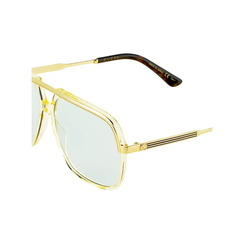 GUCCI Men's Aviator Square Acetate Frame Sunglasses Light-4