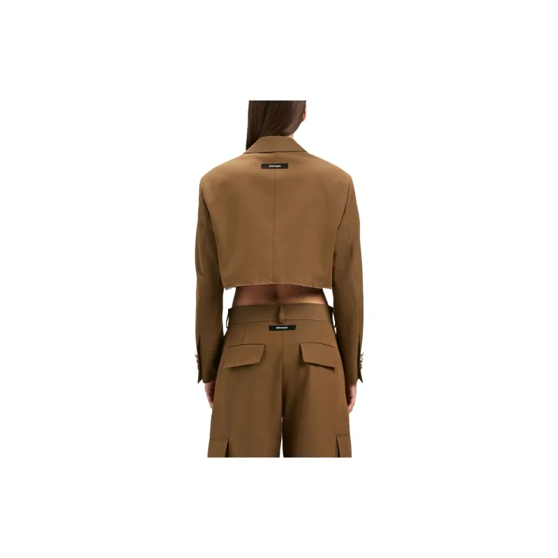 PALM ANGELS Raw Cut Hem Cropped Jacket-3