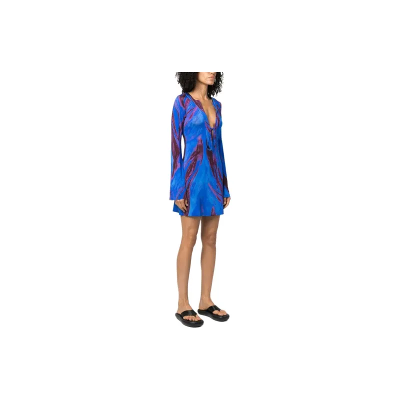 Louisa Ballou Abstract print Long sleeved Kaftan Dress-3