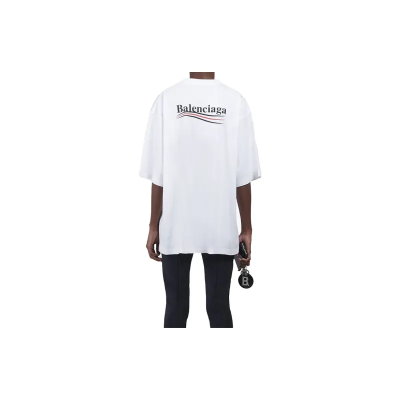 Balenciaga Political Campaign Drop Shoulder Sleeve T Shirt Women's White Regular Fit-4