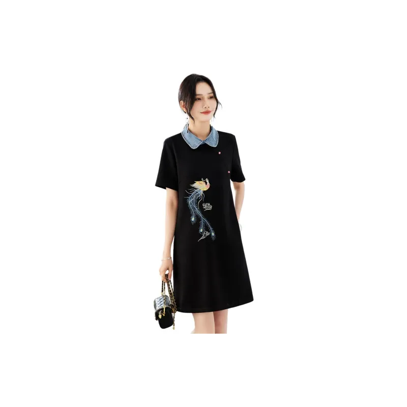 TERRE BLEUE Short Sleeved Dresses Women's Black-3