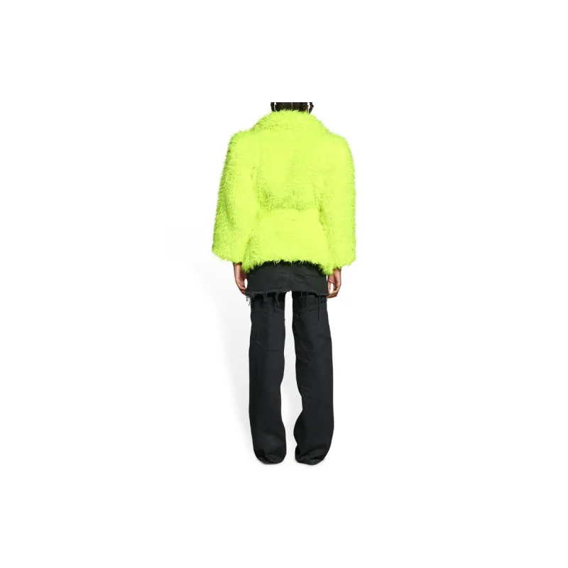 Balenciaga Teddy Sleeve Jacket 'Fluo Yellow'-3