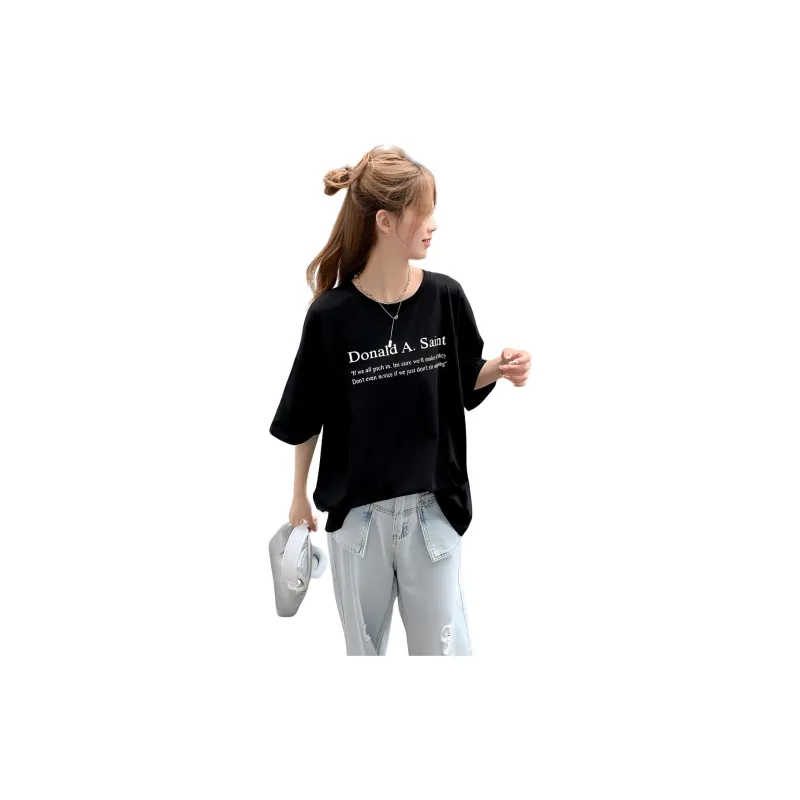 OTHERMIX Drop Shoulder Sleeve T-Shirt Women's Black-2