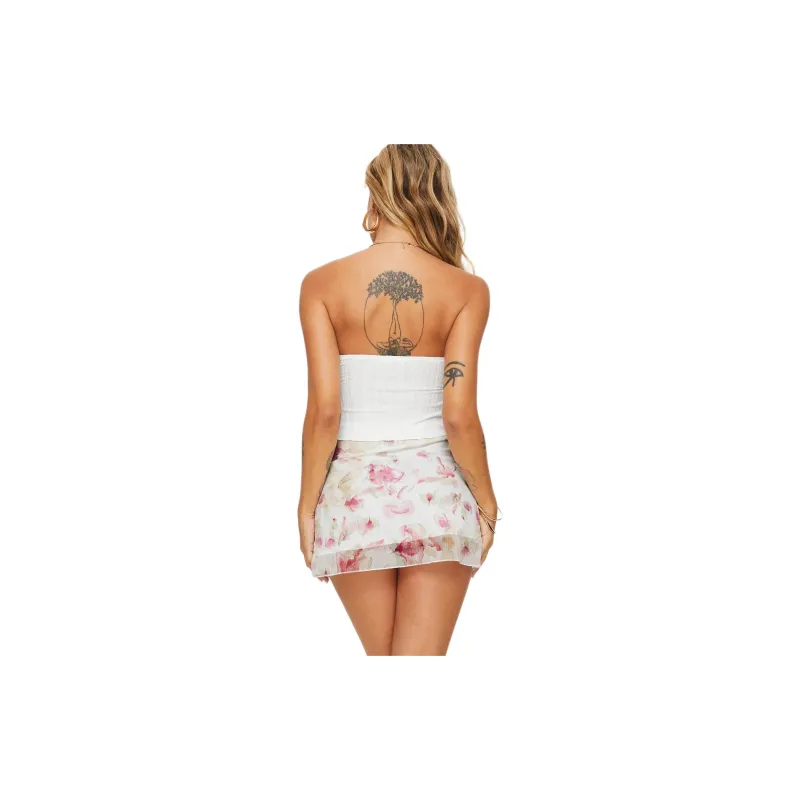 PRINCESS POLLY MOREAU MINI SKIRT Casual Short Skirts Women's Pink/White/White/Pink-3