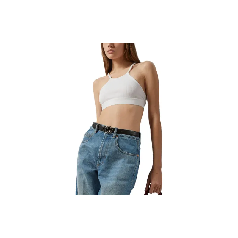 GUCCI Nylon Jersey Crop Top Black-6