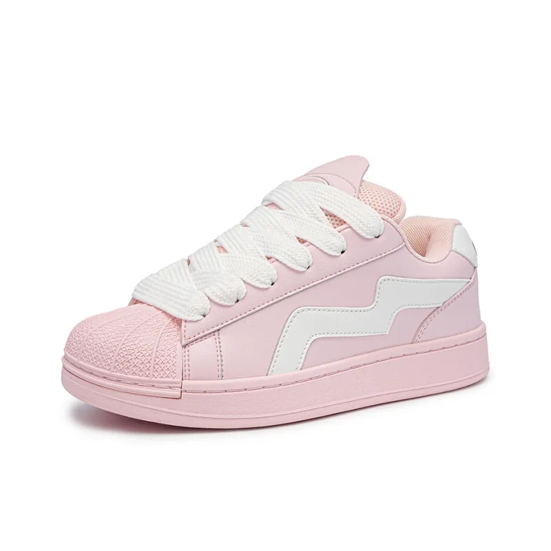 Little Red Man Wear resistant And Lightweight Low Top Skateboard Shoes Women's Pink-1