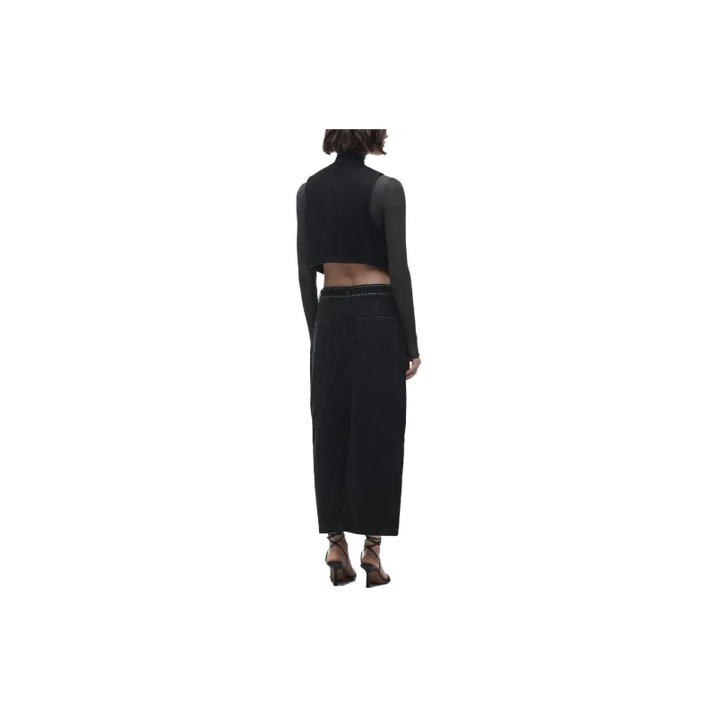 ZARA Denim Long Skirts Women's Black-2