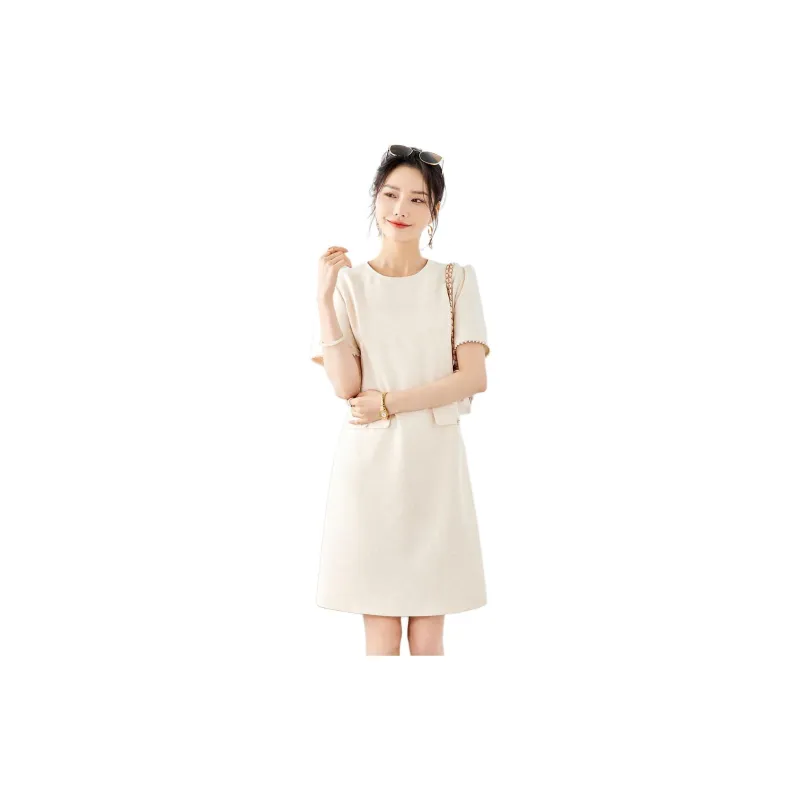 TERRE BLEUE Short Sleeved Dresses Women's Apricot-1