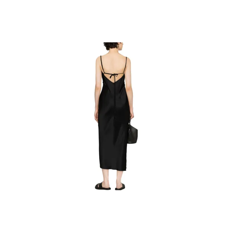 NANUSHKA Fiore Square Neck Satin Midi Dress-3