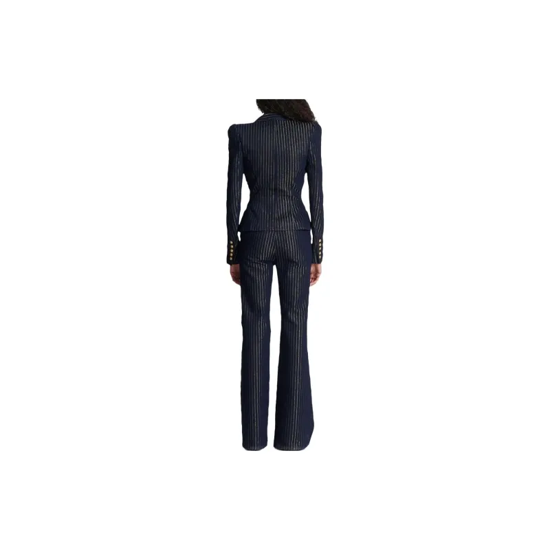 BALMAIN Lurex Striped Denim Jacket-3