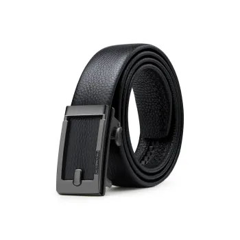 WilliamPOLO Cow Leather Leather Belts Men's Gunmetal Silver 3.4cm Wide