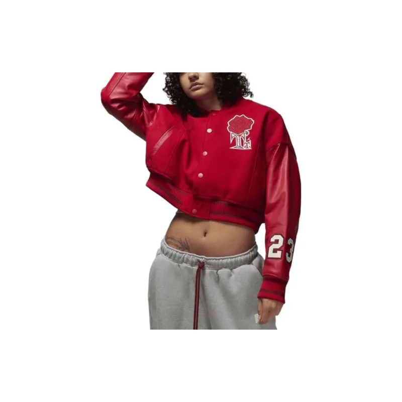 Jordan X Teyana Taylor Women's Varsity Jacket Gym Red/Sail/Team Red-3
