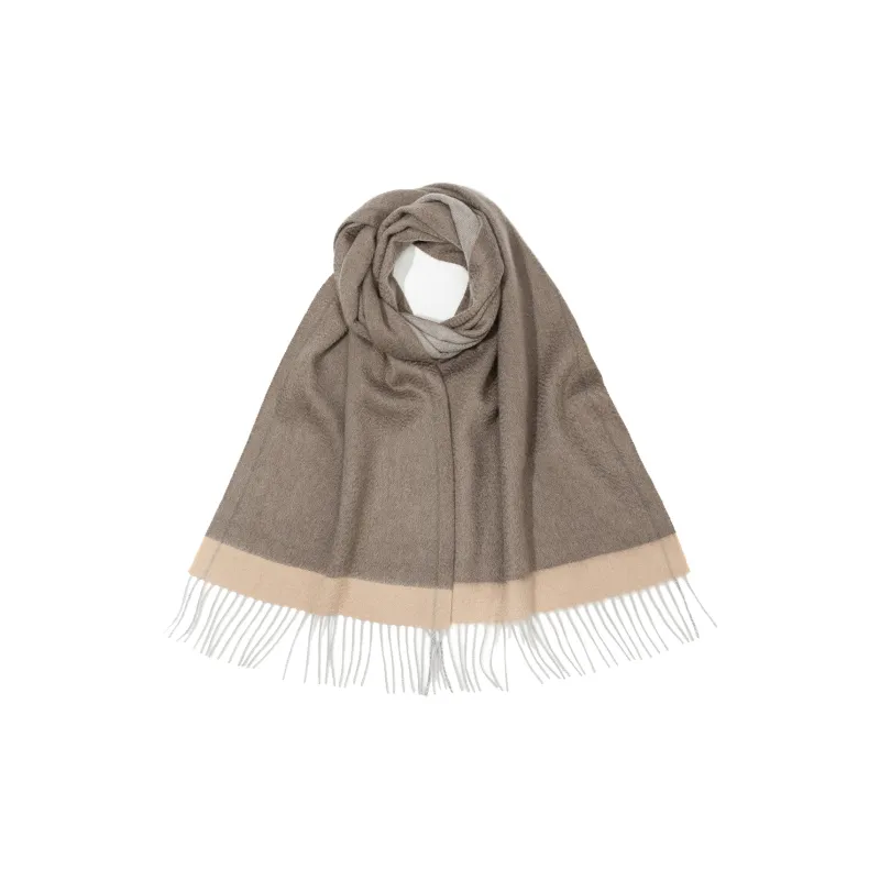Shanghai Story 100% Cashmere Knit Scarves Women's Camel White Gift Box Set-2