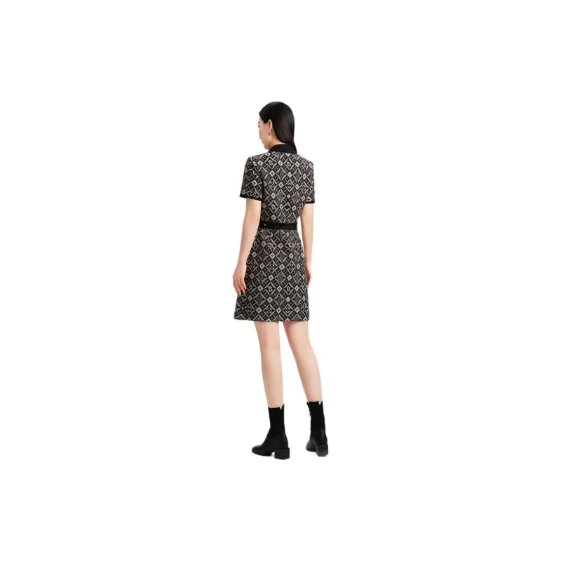 Blood Glitter Short-Sleeved Dresses Women's Black Floral-2