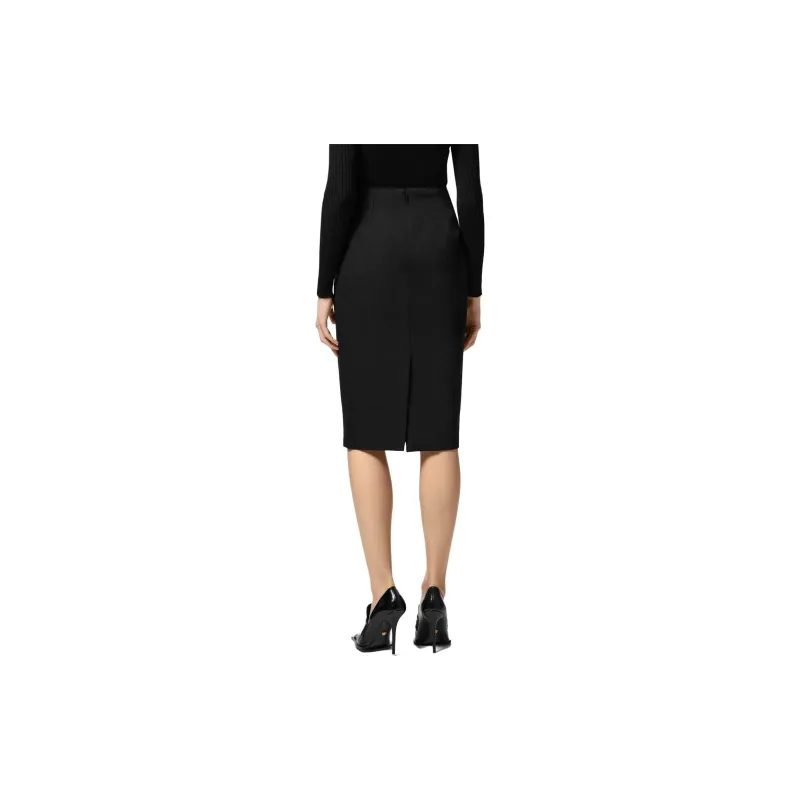 VERSACE Grain De Poudre Pencil Midi Skirt 'Black'-2