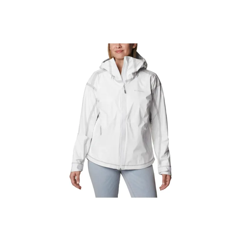 Columbia Outdoor Hiking Water Resistant Windproof Breathable Rainproof Windbreaker Jacket Women's Gray-2