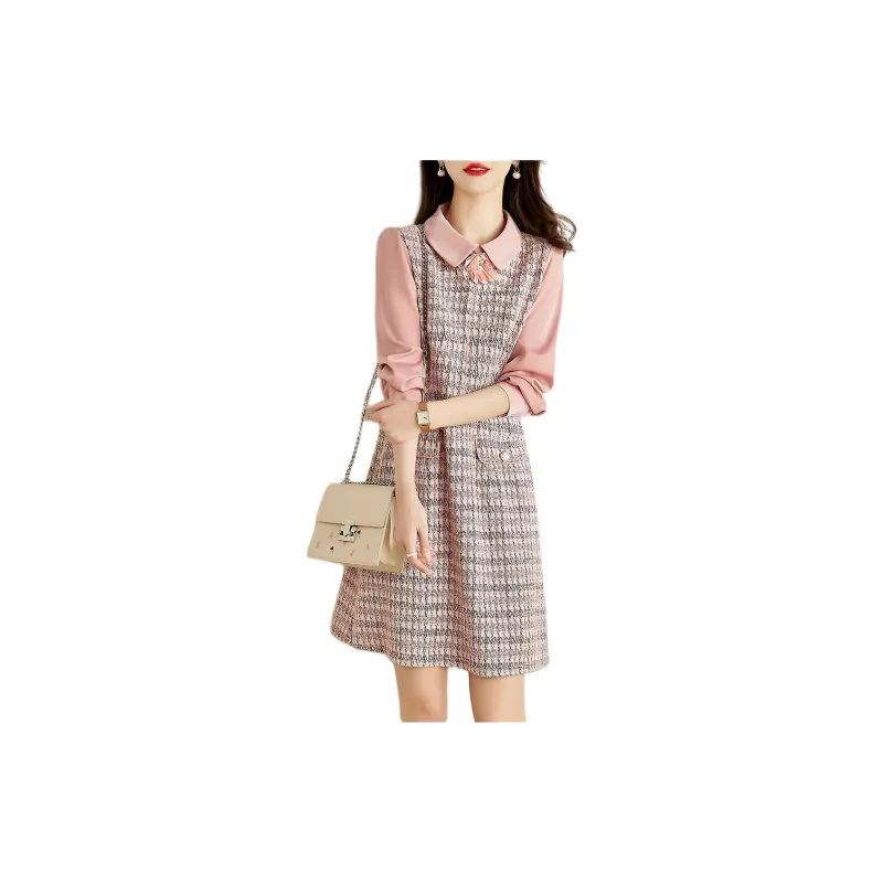 Mo Han Yi Mei Long Sleeved Dress Women's Light Pink-2