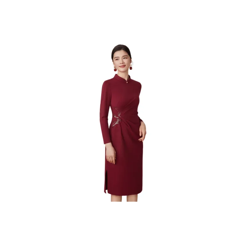 BBLLUUEE Long Sleeved Dress Women's Ancora Red-3