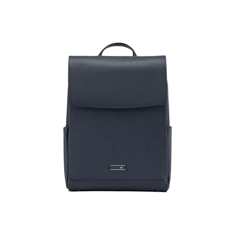 SAMSONITE Fabric Cow Leather Patchwork Backpack Women's Navy Blue-0