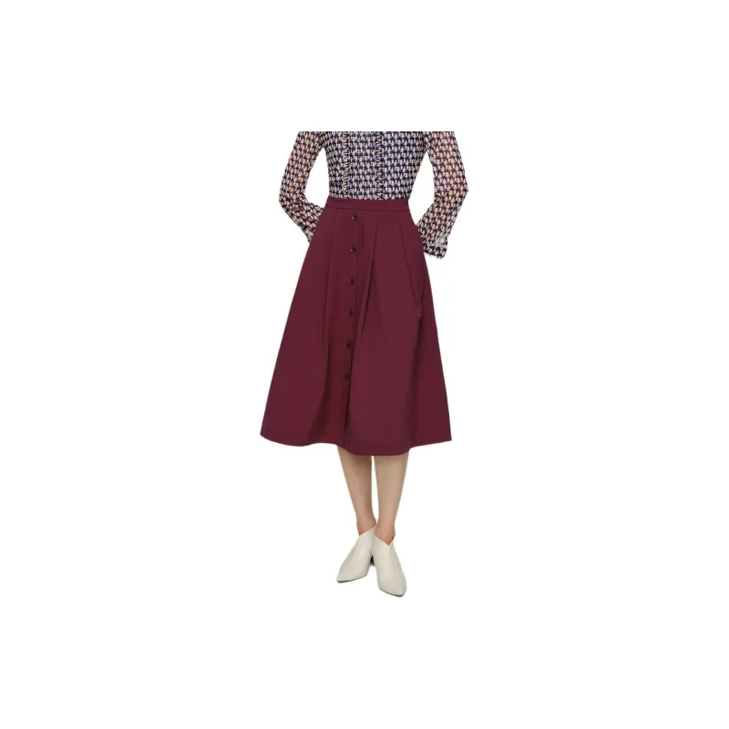 JZ. ANNAKRO Casual Long Skirts Women's Burgundy-1