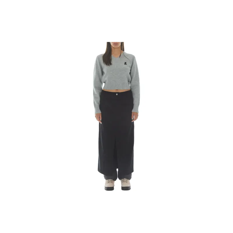 Rest&Recreation WOOL V NECK CROPPED KNIT Sweater Women's GREY/Gray-2