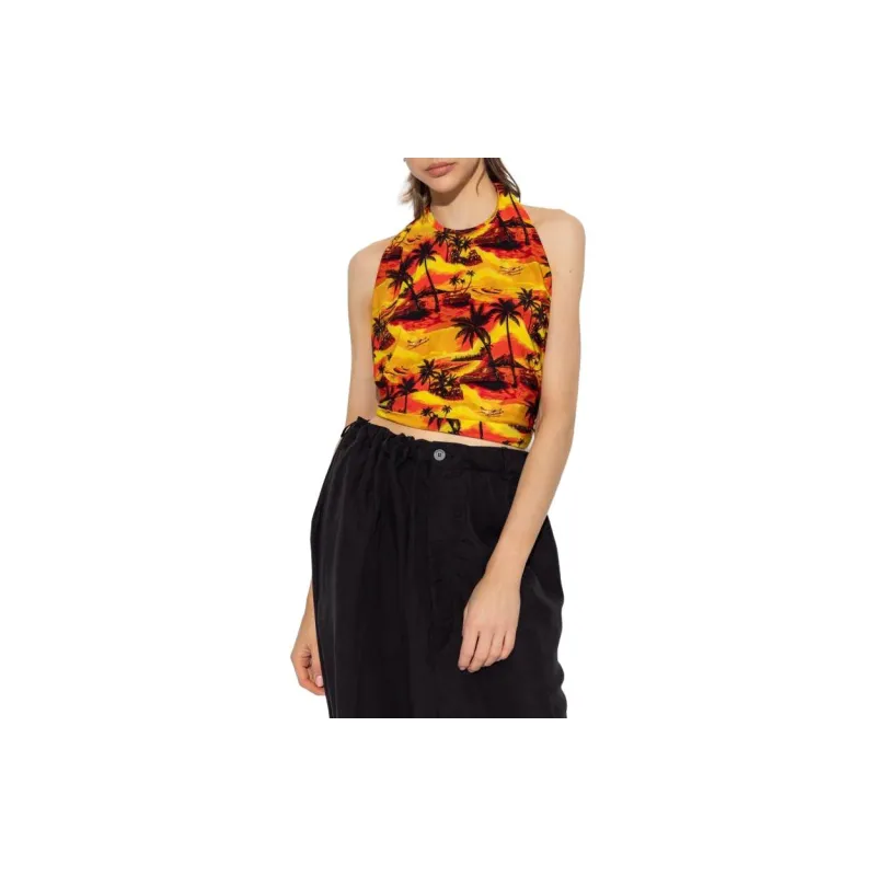 Balenciaga Graphic Print Backless Top-2