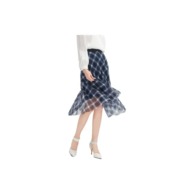 JZ. ANNAKRO Casual Long Skirts Women's Floral Dark Blue-3