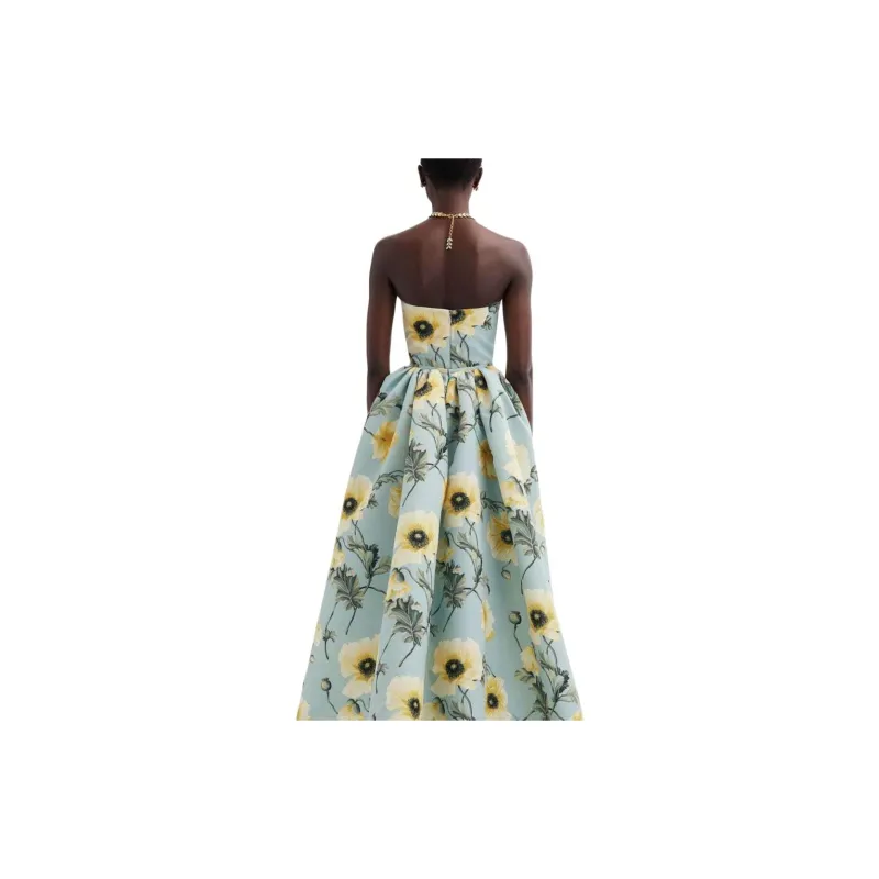 Oscar De La Renta Poppy-print Strapless Gown-2