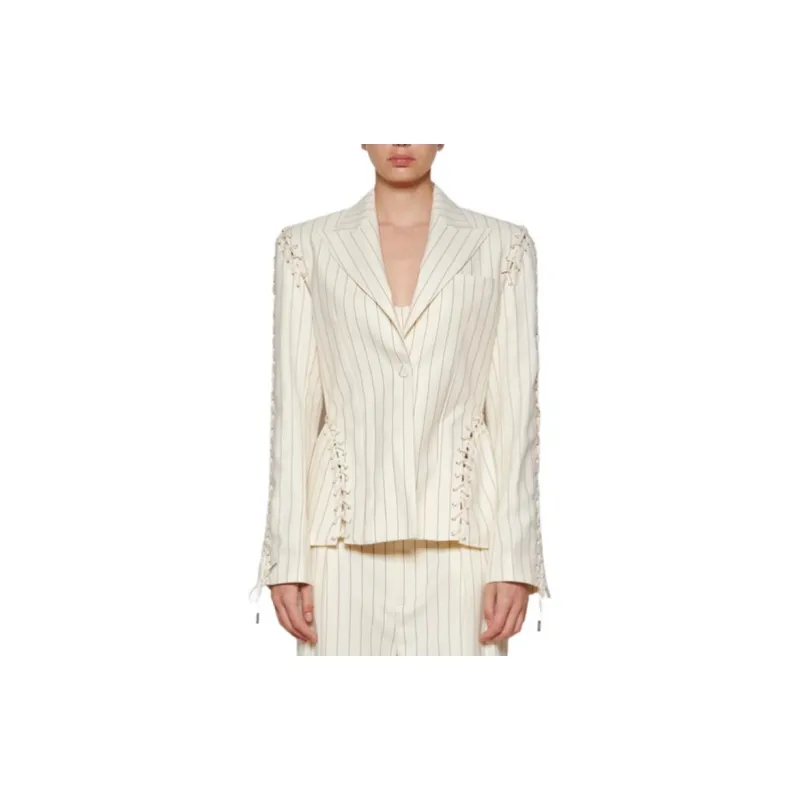Jean Paul Gaultier Lace-up Striped Blazer-2