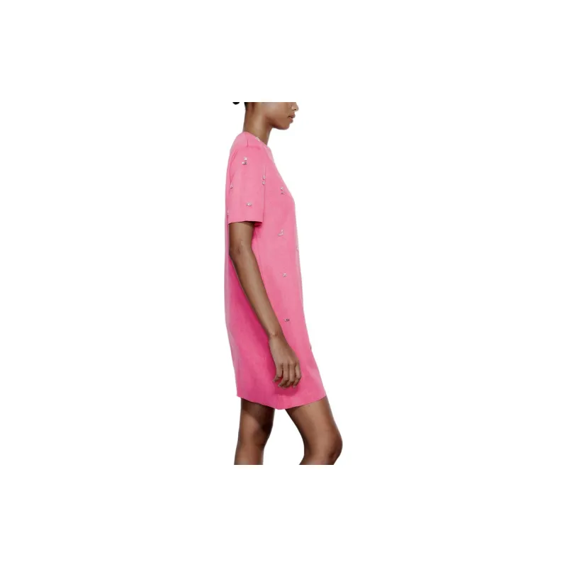 ZARA Short-Sleeved Dresses Women's Dark Purple Red-2