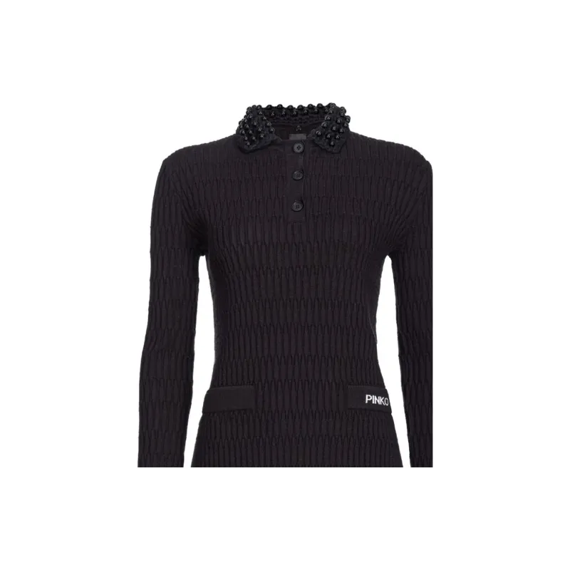 PINKO Embellished Geometric Knitted Midi Dress-2