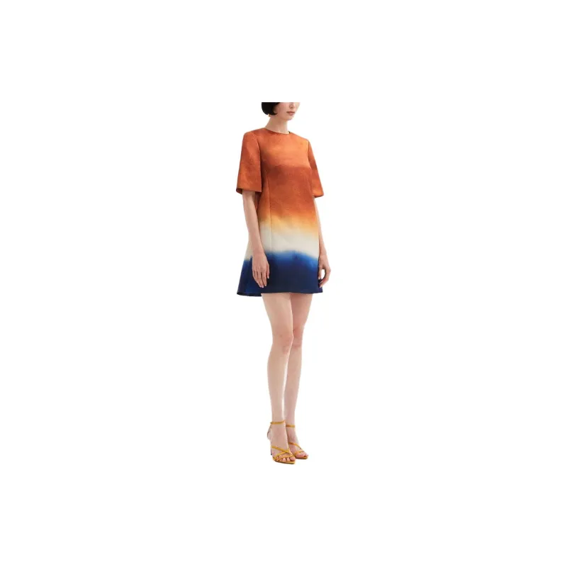 OSCAR DE LA RENTA Abstract Ombré-print Shift Minidress-2