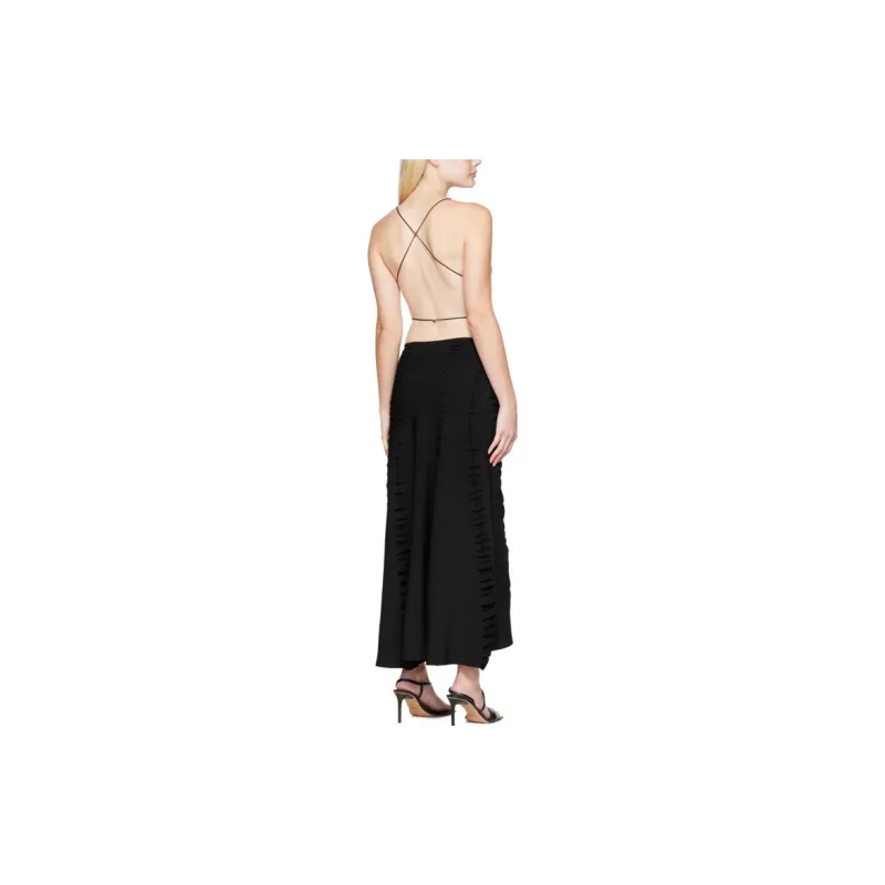 Jacquemus Crema Open-back Ruched Dress-2
